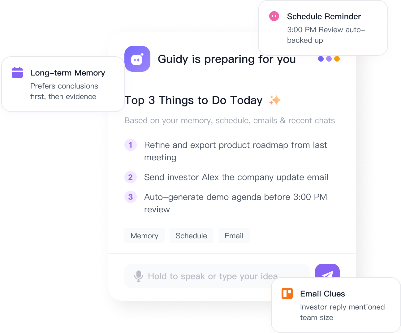 Preview of the Guidy chat interface